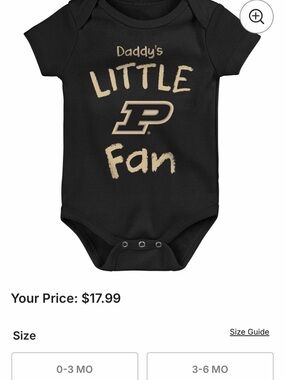 Purdue Boilermakers 0-3M Black Baby One-Piece